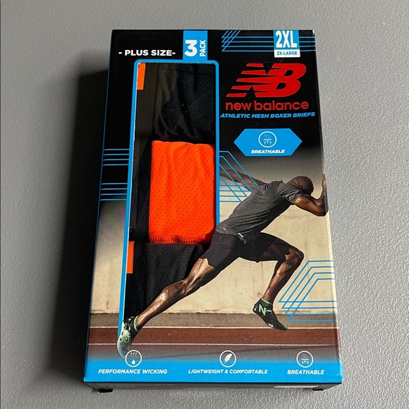 New Balance Plus Size  3pack Men’s Performance Boxer Briefs Size 2XL, 3XL New - Picture 1 of 3
